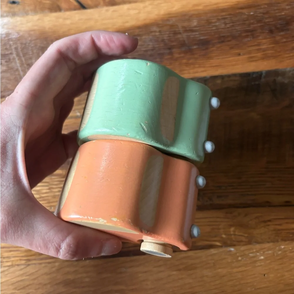 Wooden Toy Car Set - Peach and Mint - Unbranded
